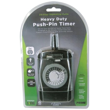 Prime Wire & Cable Prime Wire & Cable TNO24111 2-Outlet Pigtail with 24 Hour Electro Mechanical Timer - Black TNO24111